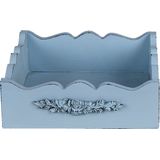 Clayre & Eef Servettenhouder 20x22x6 cm Blauw MDF Kunststof Bloemen Servethouder