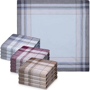 Ibenzoa® Set van 12 herbruikbare katoenen zakdoeken voor heren in diverse kleuren