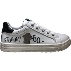 Naturino Mt 24 veter/rits 'start' lederen sneakers Kelp Wit zwart