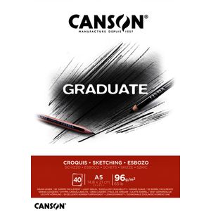 Canson C400110361 schetsboek Graduate Croquis A5 96gr pk/40v