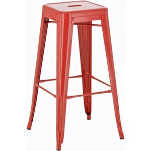 Barkruk Recto - Zonder rugleuning - Set van 1 - Ergonomisch - Barstoelen voor keuken of kantine - Rood - Metaal - Zithoogte 77cm