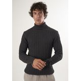 Felix Hardy - Kabelgebreide Coltrui - Antraciet - 100% Katoen - Heren - XL