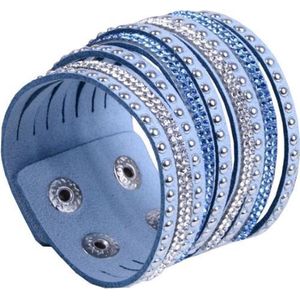 Fako Bijoux® - Armband - Breed - Strass - Lichtblauw