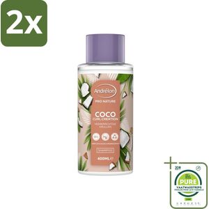 Andrélon - Pro Nature - Coco Curl Creation - Shampoo - 400 ml - Voordeelverpakking - 2 stuks - Krullen shampoo - Kokos shampoo