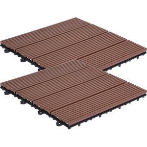 Pro Garden Tuintegel/terrastegels - 24x stuks - bruin - kunststof - 30 x 30 cm - vlonder vloertegels - klikbaar