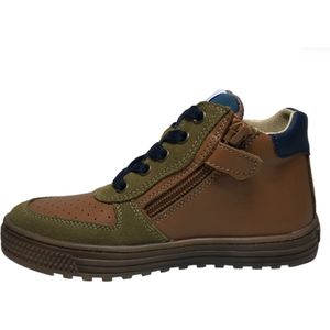 Naturino Hess High - mt 30 - veter rits petrol ster lederen hoge sneakers - Cognac kaki