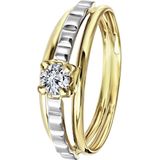 Lucardi - Dames Ring - Geelgoud en Witgoud - 14 Karaat Goud - Zirkonia