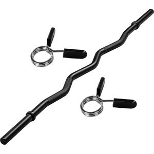 MOVIT® EZ Curl Stang 120 cm - Halterstang - Barbell - Curl Bar - Veersluiting - 30 mm - Zwart