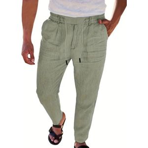 Bovista Linnen Broek Heren - Zomerbroek - Volwassenen - Lange Broek - Pantalon - Strandbroek - Zomer - Ibiza Stijl - Groen - Maat S