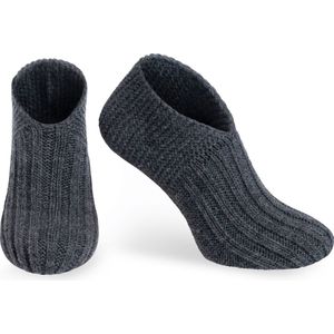 Knit Factory Miles Slofsokken - Sokken voor Dames en Heren - Gebreide sloffen - Huissokken - Antraciet - Maat 36-40