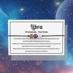 Bixorp Weegschaal / Libra Sterrenbeeld Armband - Cadeau Armbandje met Edelstenen Kralen - Citrien, Amethist & Rozenkwarts