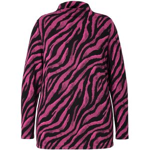 MIAMODA MIAMODA - Dames - Trui zebra opstaande kraag lange mouwen - Hibiscusrood - Maat 42