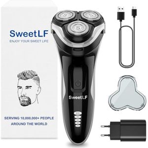 Elektrisch scheerapparaat voor heren met baardtrimmer en 4D-draaikoppen - Nat en droog gebruik, oplaadbaar en waterdicht