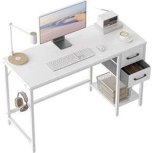 Klein bureau voor thuiskantoor met laden - 100 cm moderne PC-tafel in het wit