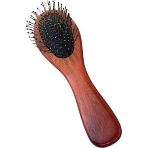 Kleine Houten Borstel - Haarborstel met Metalen Pinnen - 17 x 5 cm - Soepel en Duurzaam