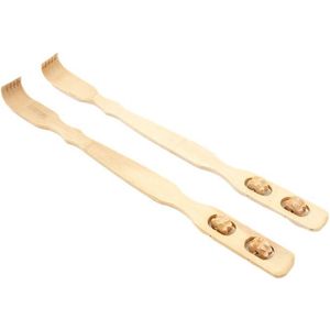 Ruggenkrabber Bamboe - 2 stuks - Bamboe Massage Rugkrabber - Ruggenkrabber - Rugkrabber Bamboe - Met massage rollers