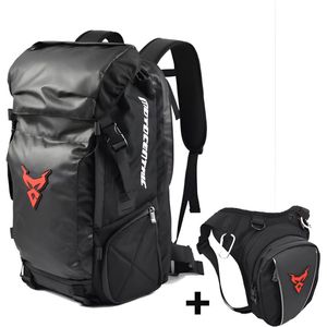 CarryQuest® - Motor Rugzak - Motorfiets Rugzak / Zadeltas Motor - Motorrugzak - 48L - Waterdicht - Oxford doek - Ergonomisch ontwerp - Lichtgewicht met Heuptas