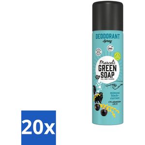 Marcel's Green Soap - Deodorant Spray - Mimosa & Blackcurrant - Langdurige frisheid - 150 ml - Bulkverpakking - 20 stuks