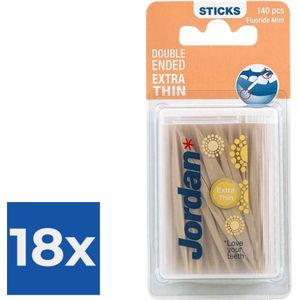 Jordan Extra dun - 140 st - Tandenstoker - Voordeelverpakking 18 stuks