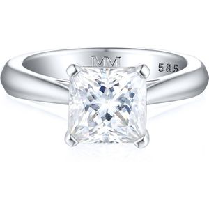 Iris - 14k Witgouden Princess Solitair Moissanite Ring - 1.7 karaat