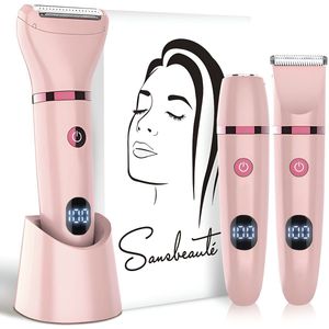 3-in-1 Ladyshave met Display - Gezicht - Oksels - Benen - Bikinilijn - Sansbeauté® - Scheerapparaat Vrouw - Ontharingsapparaat Electrisch Ontharen - Gezichtsontharing Dames - Trimmer Vrouw - Ladyshaves Bikini - USB Oplaadbaar