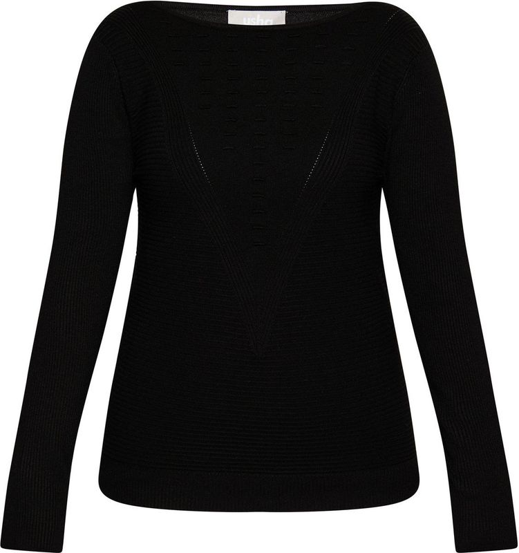 Usha - Trui - Zwart - Effen - Lange Mouw - Slanke Pasvorm