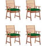 The Living Store Eetstoelen Set - Houten - 56x62x92 cm - Waterdicht kussen - Groen