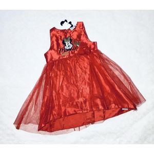 Disney Minnie Mouse jurk satijn/tule rood maat 122/128