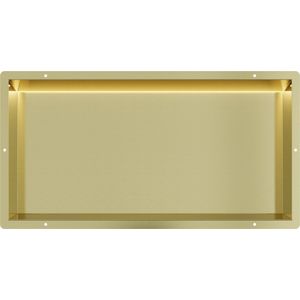 Mat goud RVS Inbouwnis 30x60x7cm met tegelflens en LED verlichting