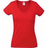 Fruit Of The Loom Dames Vrouwen-Fit Valuegewicht V-hals T-shirt met korte mouwen (Rood)