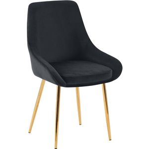 CLP Elmira Eetkamerstoel - Klassiek - Met rugleuning - Met armleuning - Met rugleuning - Velvet - goud/zwart