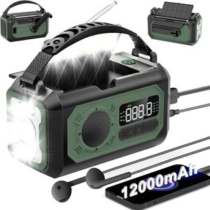Draagbare Noodradio - 12000mAh - AM/FM/NOAA Weeralarmradio - LED Zaklamp - Powerbank