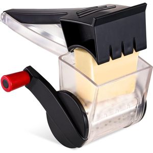 Kaasrasp met zwengel, compacte Parmezaanse kaasrasp voor de keuken, vaatwasmachinebestendige trommelrasp met roestvrijstalen lemmet voor kaas, noten, chocolade en meer.