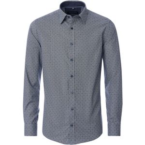 CASA MODA - Multicolor Fantasie - Overhemd - Blauw - Comfort Fit - Strijkvriendelijk