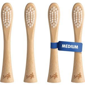 Smyle Opzetborstels voor Smyle E-Brush - Duurzame keuze, 88% minder plastic - medium borstelharen - Bamboe - 4 Stuks