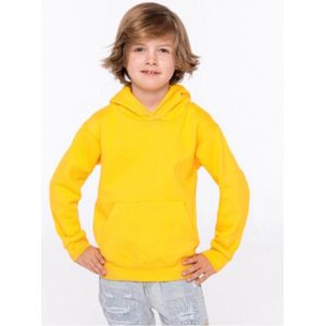 Kindersweater met capuchon K477, Geel, Maat 10/12 jaar