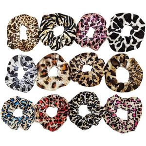 Luipaard fluwelen haarelastiekjes 10 stuks - Kleurrijke elastische haarbanden voor paardenstaarten - Haaraccessoires voor vrouwen