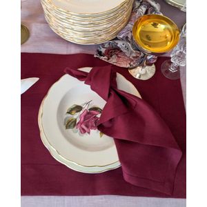 VANLINNEN - Linen Burgundy napkins - natural 100% linen - 45cm x 45cm - 4pcs