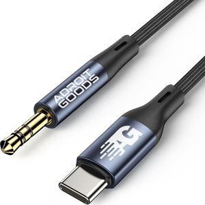 AdroitGoods USB-C naar jack Audio Aux kabel - 150cm - 3,5 mm jack naar Usb-c - Auto - Geschikt Voor Auto, Telefoon, Samsung, Apple iPhone, iPod, iPad