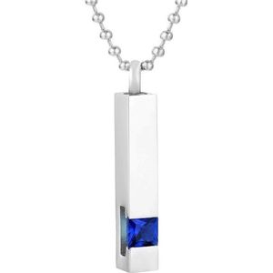 Fako Bijoux® - Ketting - Ashanger / Assieraad - Pilaar Zirkonia - Donkerblauw