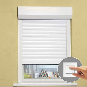 Aluminium rolluik, H120 cm x B 100 cm, in breedte en hoogte instelbaar - Bedrade elektrische bediening - Wit