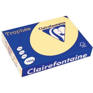 Clairefontaine Trophée Pastel, gekleurd papier, A4, 160 g, 250 vel, kanariegeel 4 stuks