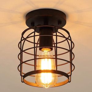 Goeco Plafondlamp - 23cm - Klein - E27 - Industriële - Vintage - Metalen Kooi Plafondlamp - Lamp Niet Inbegrepen