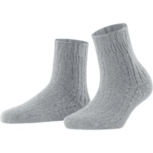 FALKE Bedsock Rib knuffelig zacht merinowol kasjmier huissokken dames grijs - Maat 35-38