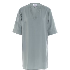 Knit Factory Nova Jurk - Dames rechte jurk - Met boot hals - Straight dress - Jurk voor het voorjaar en de zomer - Gemaakt van 100% modal viscose - Halflange mouwen - Vintage Green - 36/38