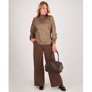 Je m'appelle Travelstof Dames Broek Straight fit Met stretch - Bruin - Maat S