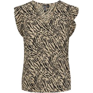 Pieces Top Pcnya Sl V-neck Top Bc 17147804 White Pepper/animal Dames Maat - S
