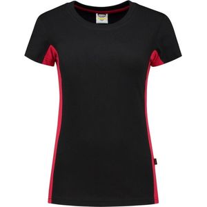 Tricorp t-shirt bi-color Dames - 102003 - zwart / rood - maat XS