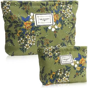 Cosmetische tas set - Donkergroen make-up organizer voor reizen en dagelijks gebruik