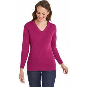 Trui met dunne ribgebreide V-hals